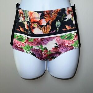 Clover Canyon Made In USA Mesh Side Bikini Bottom EUC Size S Floral‎ Print